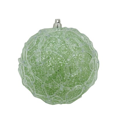 Allstate Floral 4" Glittered Swirl Texture Christmas Ball Ornament - Green