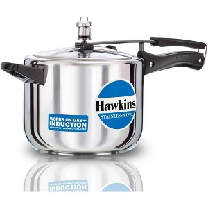 Hawkins 5L Stainless Steel Induction Compatible Inner Lid Pressure Cooker: Cool Touch Handle, Hand Wash, 1-Year Warranty - 1 of 4
