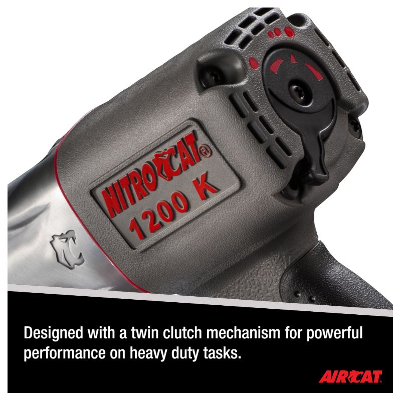 AIRCAT 1200-K 1/2-Inch Nitrocat Composite Twin Clutch Impact Wrench 1295 ft-lbs, 3 of 9