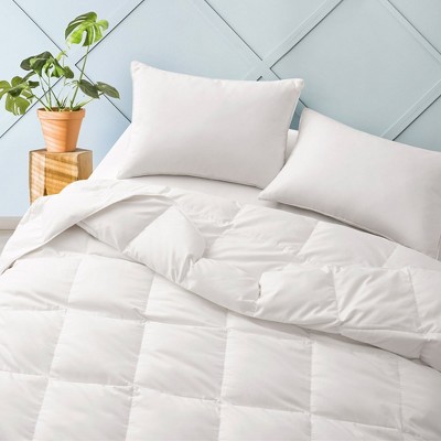 Twin Lightweight White Microfiber Goose Feather Down Comforter