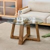 Round Coffee Tea Table,Modern End Table With Tempered Glass Tabletop And Wood Legs,Center Table For Living Room Bedroom-Cuddlewood - 2 of 4
