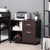 Vinsetto Lateral File Cabinet with Wheels, Mobile Printer Stand with Open Shelves and Drawers for A4 Size Documents, Walunt - 2 of 4