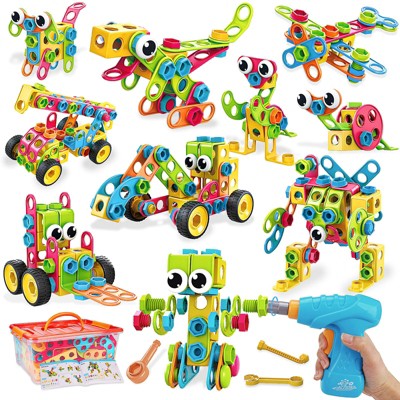 Angel Sar 199PCS STEM Building Blocks Toys with Electric Drill, Educational Erector Sets for Kids Ages 3-8+, Christmas Birthday Gifts