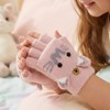 Wrapables Winter Warm Cute Cat Fingerless Gloves for Girls, Convertible Flip Top Half Finger Mittens - 4 of 4