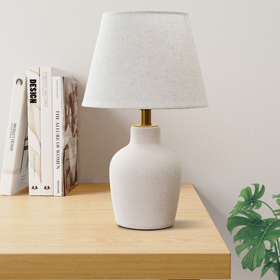 POWLIG 19.4-in Frosted White Ceramic Table Lamp with Linen Shade