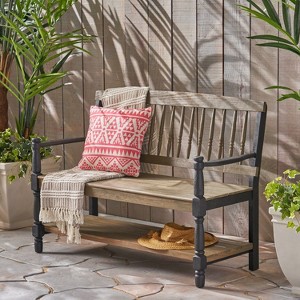 Classic Wooden Bench with storage space-Christopher Knight Home - 1 of 4