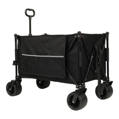 FURNIinspire Outdoor Serving Carts Collapsible Foldable Extended Wagon 480lbs Capacity Heavy Duty Folding Utility Cart, Black, 37.4"*23.03"*38.98"