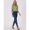 INSPIRE CHIC Women's Round Neck Ruffle 3/4 Sleeve Floral Print Chiffon Blouse - 3 of 4