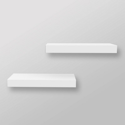 Set of 2 16&#34; Wood Ledge Wall Shelf White - Threshold&#8482;