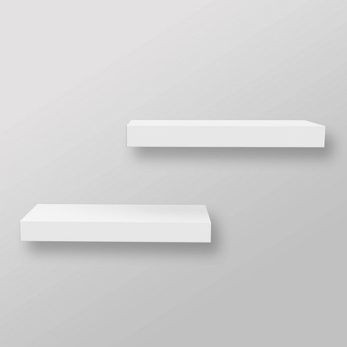 Wall Mounted Decorative Hanging Shelf, Set of 2, Size: White