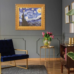 American Art Decor 27.75"x31.5" Ornate Framed Starry Night Canvas Print by Vincent van Gogh: Gold Frame, Post-Impressionist Wall Decor - 1 of 4