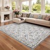 Machine Washable Area Rug Floral Printed Carpet Non Slip Stain Resistant Farmhouse Floor Cover Soft Low Pile Indoor Rugs for Bedroom Kitchen - 2 of 4