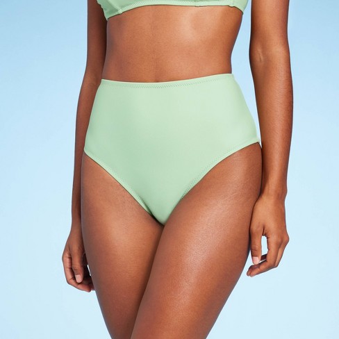 Women's V-front Mid-rise High Leg Cheeky Bikini Bottom - Shade & Shore™  Dark Green Xl : Target