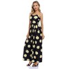 Women Strapless Floral Print Bohemian Boho Maxi Dress Casual Off Shoulder Beach Party Dress with Pockets - 2 of 4