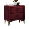 Vynxaria Glam Fully Upholstered Nightstand - Gold-Coated Steel Legs, Center Bar Pull Handle, Flannelette Fabric - 2 of 4
