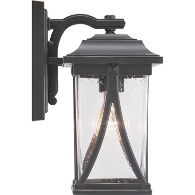 Antique Pewter Outdoor Lantern with Clear Seeded Glass Shade