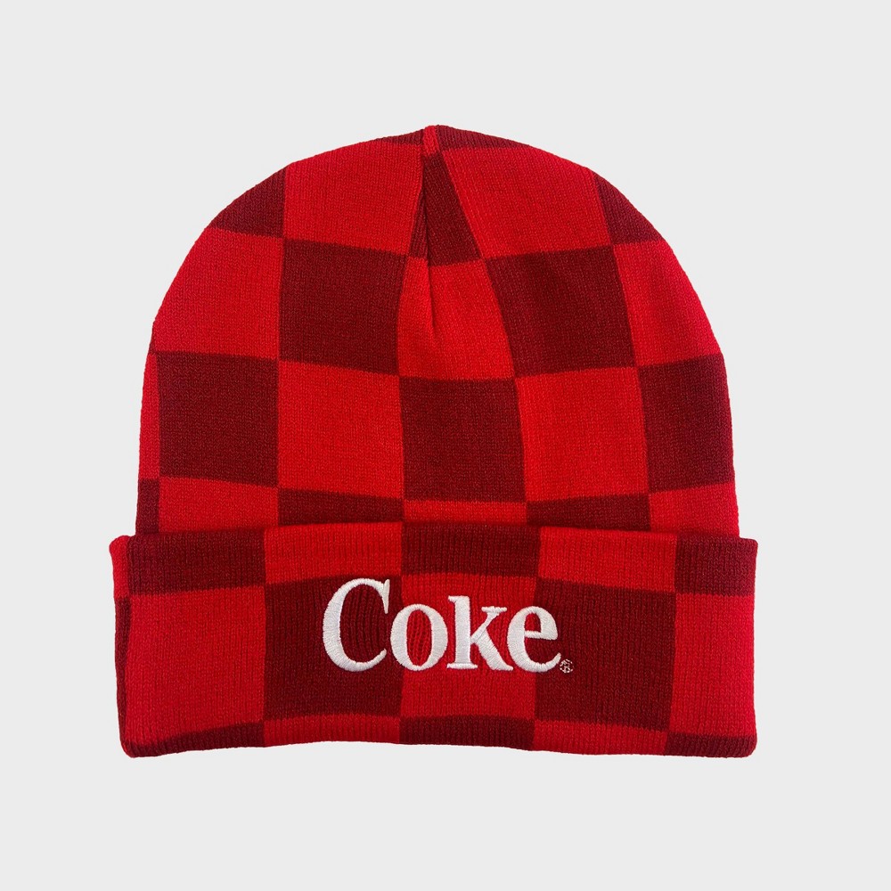 Men's Coca-Cola Checked Beanie - Red