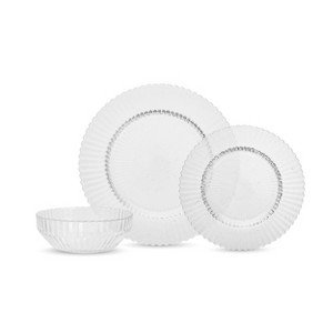 Fortessa Tableware Solutions 12pc Glass Archie Dinnerware Set: Clear Glass Plates & Bowls, Dishwasher-Safe, Service for 4 - 1 of 4