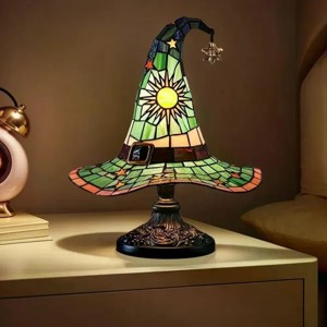 Racxily Halloween Outdoor DecorationsStained Resin Glowing Gothic Retro Resin Lamp For Bedroom Party,Creative Wizard Hat Shape Lights For Indoor - 1 of 4
