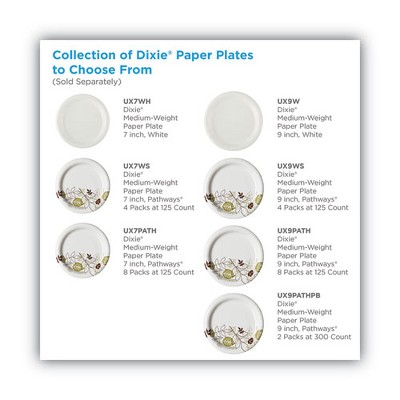 Dixie Pathways Mediumweight Disposable Paper Plates, 9-inch, Green and Burgundy, 125-Pack