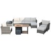 Tenaya 10pc Wicker Outdoor Patio Furniture Set Conversation Sofa with a Storage Fire Pit and Cushions - 2 of 4