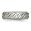 Black Bow Jewelry 7mm Titanium Brushed Diagonal Grooved Ridged Edge Standard Fit Band - 3 of 4