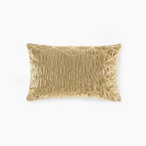 FONTOI 20"*15" Oblong Bed Pillow with Embrodiery&Hand Beaded, Decor Pillows with 1/4" Corded Piping, Gold, 22"*5"*15" - 1 of 4