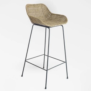 texxture 2 Pack Ormond Woven Rattan Bar Stools, Indoor Outdoor Dining or Kitchen Furniture for Table or Porch with Metal Legs, Natural - 1 of 4