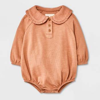 Grayson Collective Baby Girls' Collared Gauze Bubble Romper - Brown
