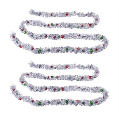 Tinsel Sleigh Bell Ornament Garland (Set of 2)