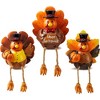 Joyfy 3 Pcs Thanksgiving Resin Turkey Figurines with Pumpkins, Autumn Party Favors Decor and Centerpieces for Harvest Day Kitchen - 4 of 4