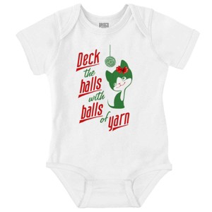 Deck The Halls with Balls of Yarn Baby Bodysuit Jumper Girls Brisco Brands - 1 of 4