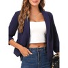 Women's Blazer 3/4 Gathered Sleeve Lapel Cardigan Dressy Light Weight Suit Jackets Fall Elasticity Short Blazers Dressy - 3 of 4
