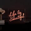 13.7" x 10.9" Life is Beautiful Contemporary Glam Acrylic Box USB Operated LED Neon Light Orange - JONATHAN Y - 3 of 4