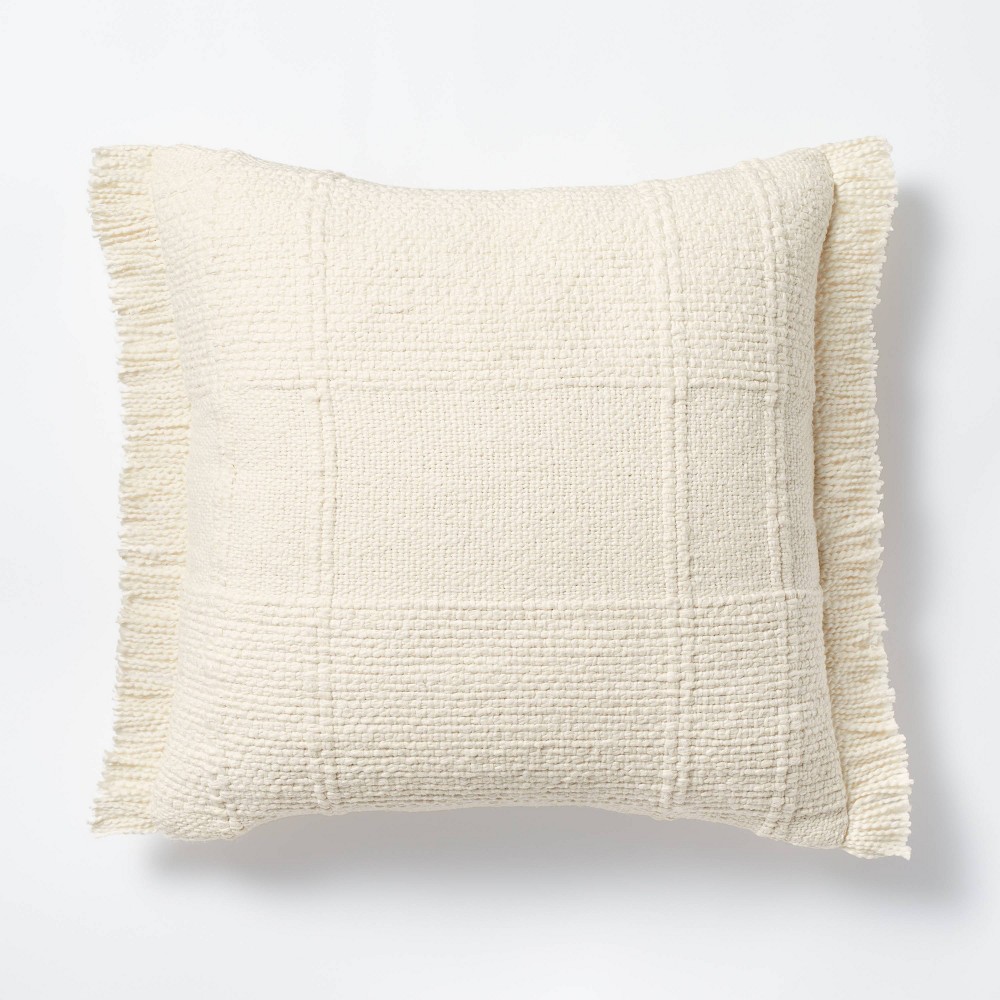Oversize Woven Plaid Square Throw Pillow White - Threshold designed with Studio McGee