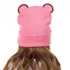 Gloomy Bear Beanie Embroidered Face Design with 3-D Ears Adult Knitted Winter Hat Pink - 4 of 4