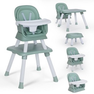 Kinder King 8 in 1 Baby High Chair, Coverts to Dining Booster Seat, Removable Tray & Double Seat Cover, Easy to Wipe - 1 of 4