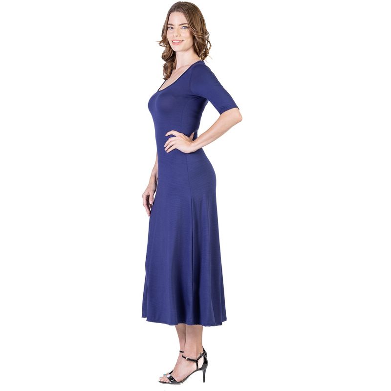 24seven Comfort Apparel Womens Casual Maxi Dress With Sleeves, 2 of 7