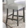 ORRD Set of 2 Counter Height Chairs, Light Gray Fabric with Gray Wood Frame & Footrest, 24" Bar Stools for Kitchen Island - 3 of 4