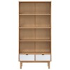 vidaXL Bookcase OTTA with 2 Drawers Brown and White Solid Wood Pine - 3 of 4