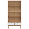 vidaXL Bookcase OTTA with 2 Drawers Brown and White Solid Wood Pine - image 3 of 4