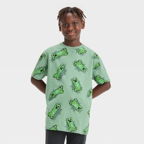 Minecraft Creeper Ssssssss Youth Boy's White T-shirt-medium : Target