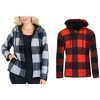 Galaxy J. Come Women's  Loose Fit  Heavyweight Polar Fleece Plaid Hoodie With Faux Shearling Lining-2 Pack - 2 of 2