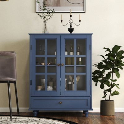 NicBex Vintage Minimalist Sideboard Cabinet with Storage Drawer & Glass Doors,Versatile Cupboard Buffet Cabinet for Kitchen,Dining Room