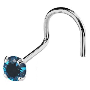 Jewelry Avalanche 22G 14K Gold Nose Screw Nose Stud with Blue Diamond - 1 of 3