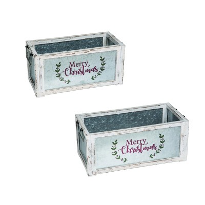 Transpac Metal/Merry Christmas Containers Set of 2 Home Decorations Christmas