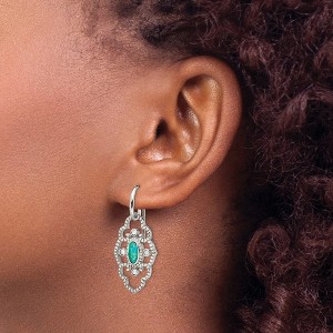 Chisel Stainless Steel Polished Imitation Turquoise and Cubic Zirconia Dangle Earrings - 1 of 4