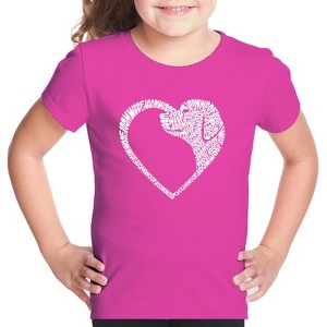 LA Pop Art Dog Heart - Girl's Word Art T-Shirt - 1 of 4