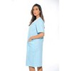 Dreamcrest Womens Short Sleeve Duster, Seersucker Gingham Housecoat/Women Sleepwear Embroidered Snap Front Nightgown - 2 of 3