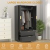 Buenhomino Wardrobe Closet with Drawers and Hanging Rod, 70" Wooden Wardrobe Closet with 2 Doors, Armoire Clothing Storage Cabinets for Bedroom - 4 of 4